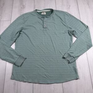 Marine Layer Henley Shirt Men Large Faded green Stripe Golf Sailor Beach Boho